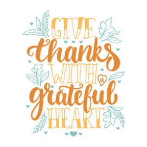 63783864 - give thanks with a greatful heart - thanksgiving day lettering calligraphy phrase. autumn greeting card isolated on the white background.